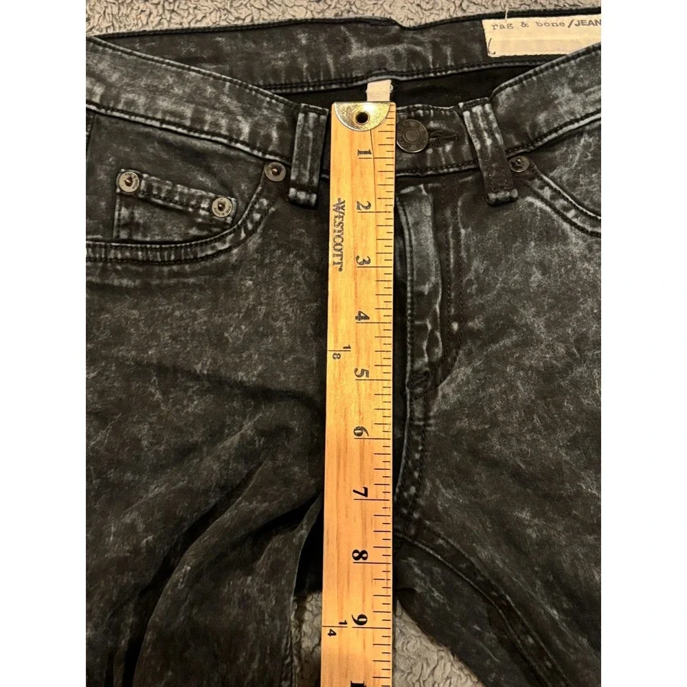 Rag & Bone Jeans Womens 24 Black Legging Jegging Skinny Stonewash Faux Pockets